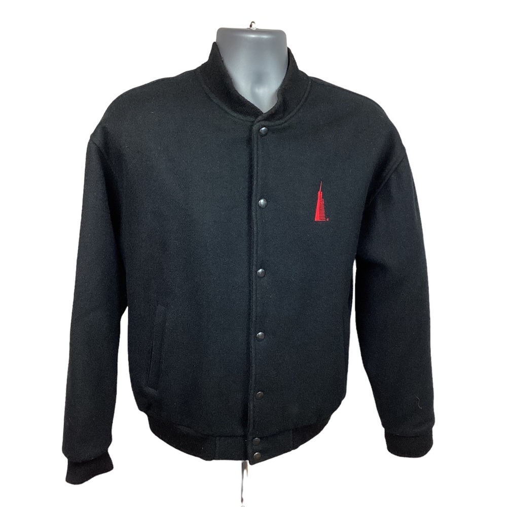 Vintage Wool Bomber Jacket Black USA Made  Sportswear Varsity